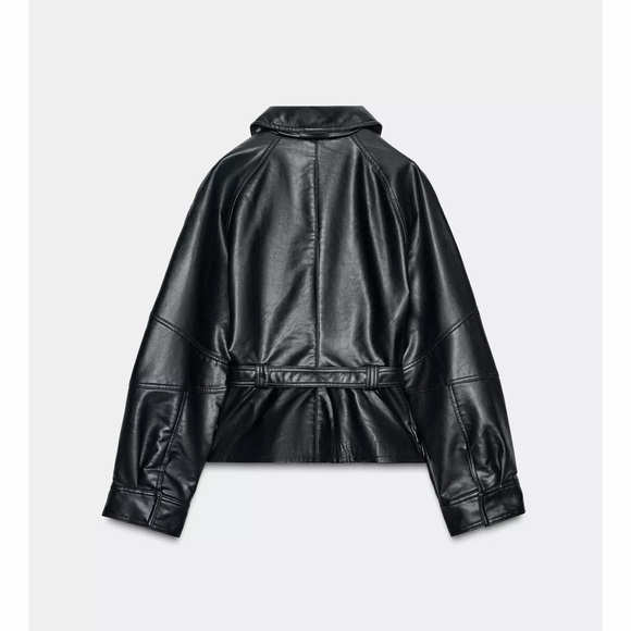 Zara Women's Black Leather Jacket - Picture 2 of 4